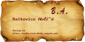 Balkovics Abád névjegykártya